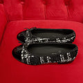 CHANEL ballet flat black white tweed lambskin