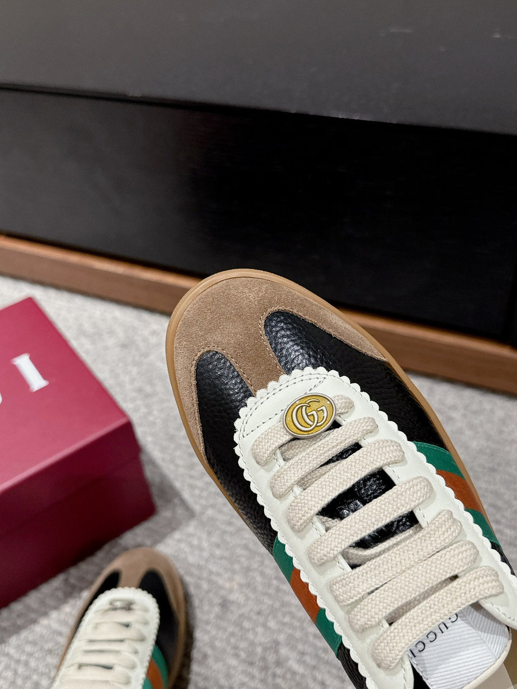 GUCCI & ADIDAS SNEAKER BLACK AND BROWN CALFSKIN