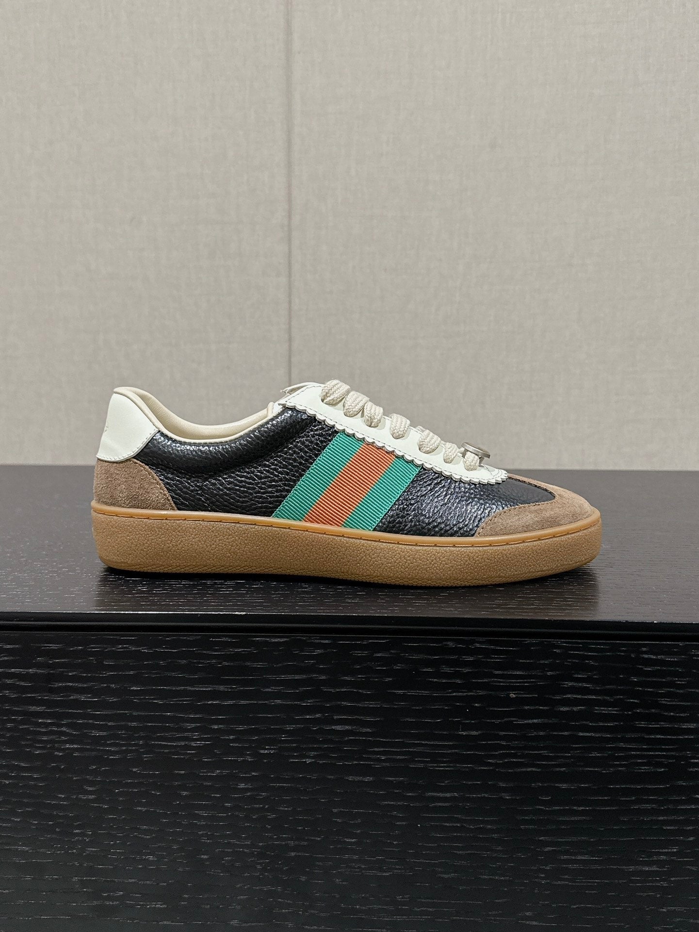 GUCCI & ADIDAS SNEAKER BLACK AND BROWN CALFSKIN