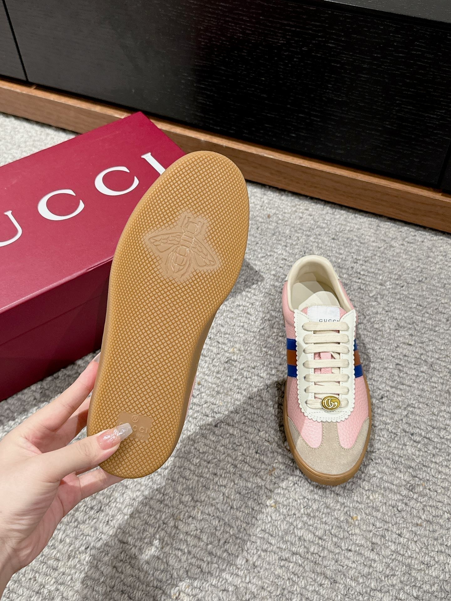 GUCCI & ADIDAS SNEAKER LIGHT PINK CALFSKIN