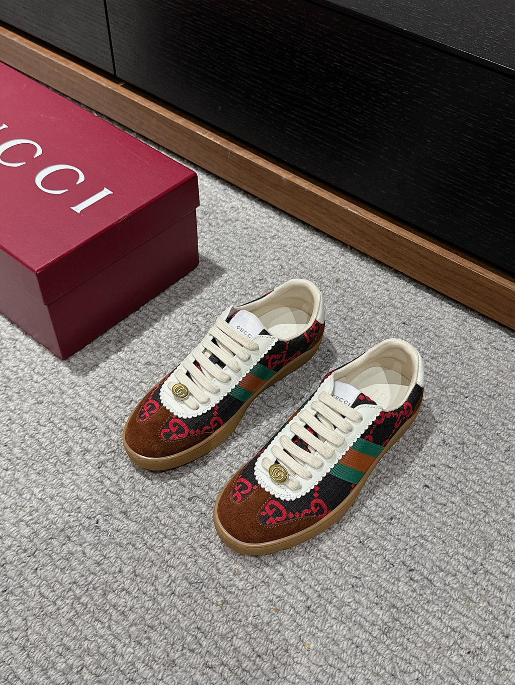 GUCCI & ADIDAS SNEAKER BROWN FABRIC