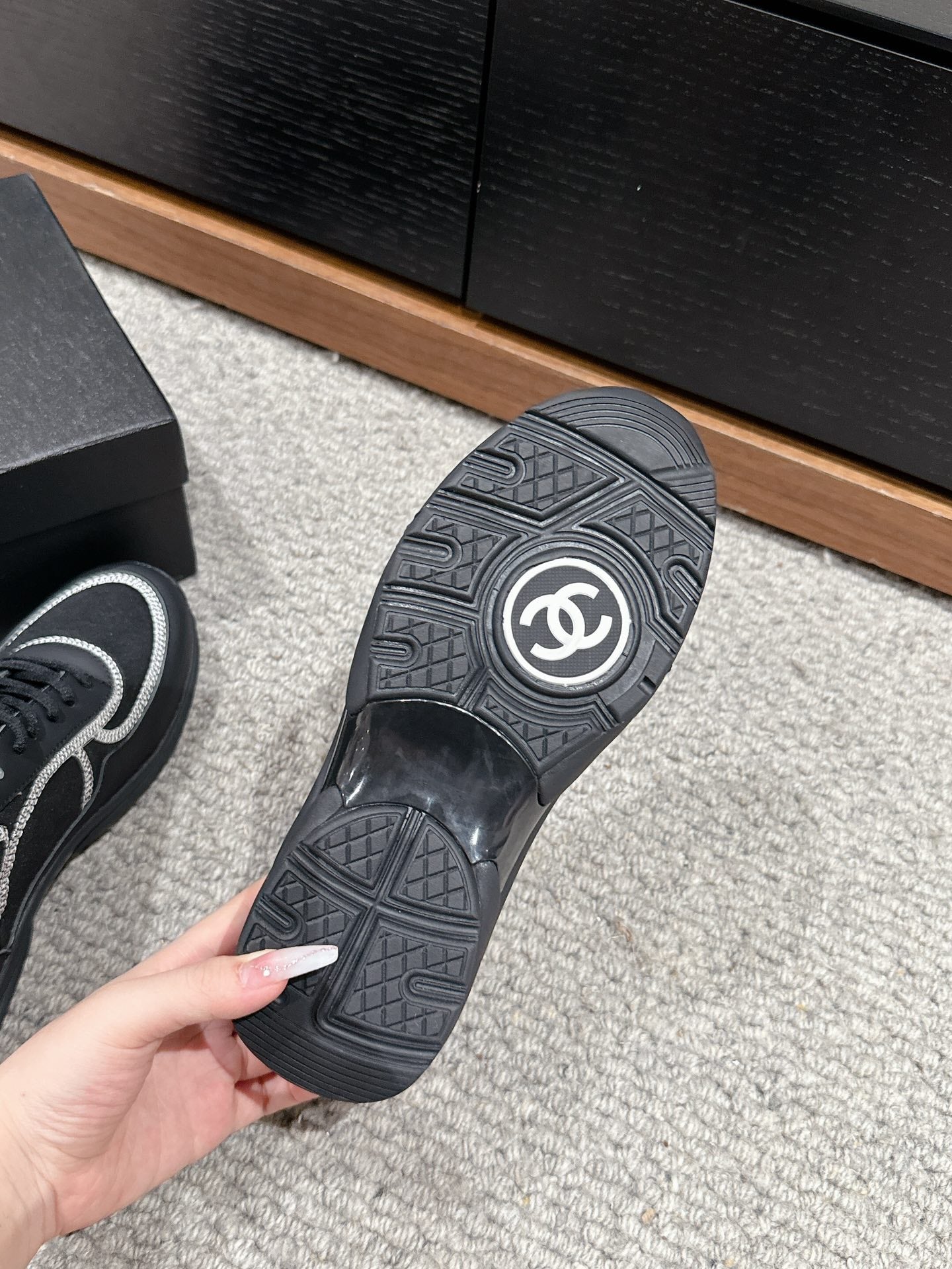 CHANEL CLASSIC TRAINER IN BLACK FABRIC