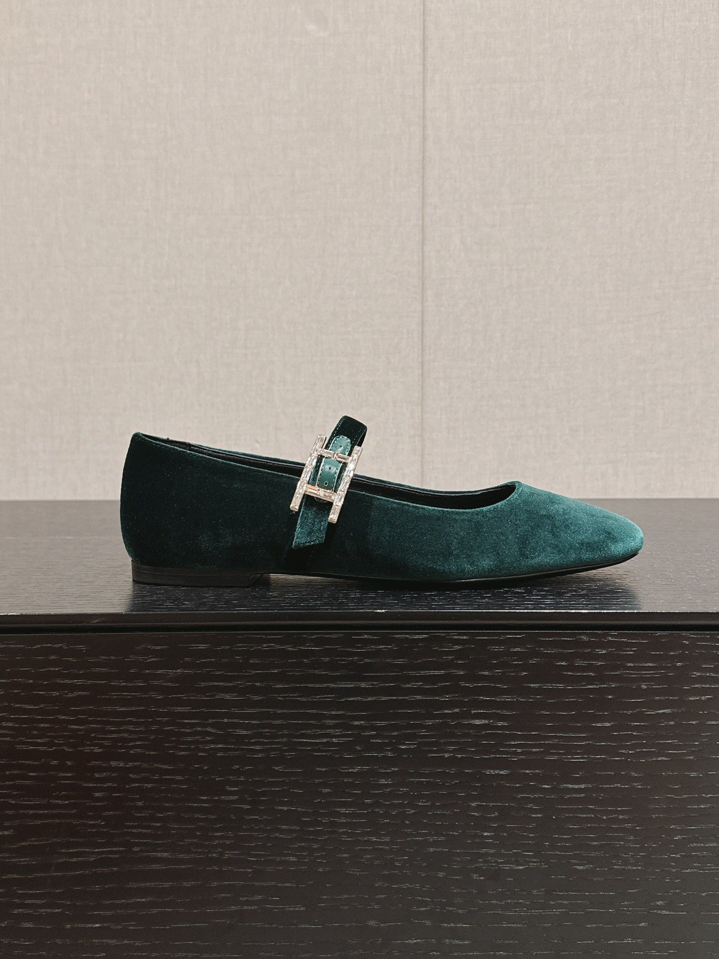HERMES JANE BALLET FLAT CASTLETON GREEN VELVET