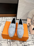 HERMES PARIS LOAFER IN BLUE SUEDE BLUE HARDWARE