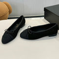 CHANEL BALLET FLATS IN BLACK TWEED AND FABRIC