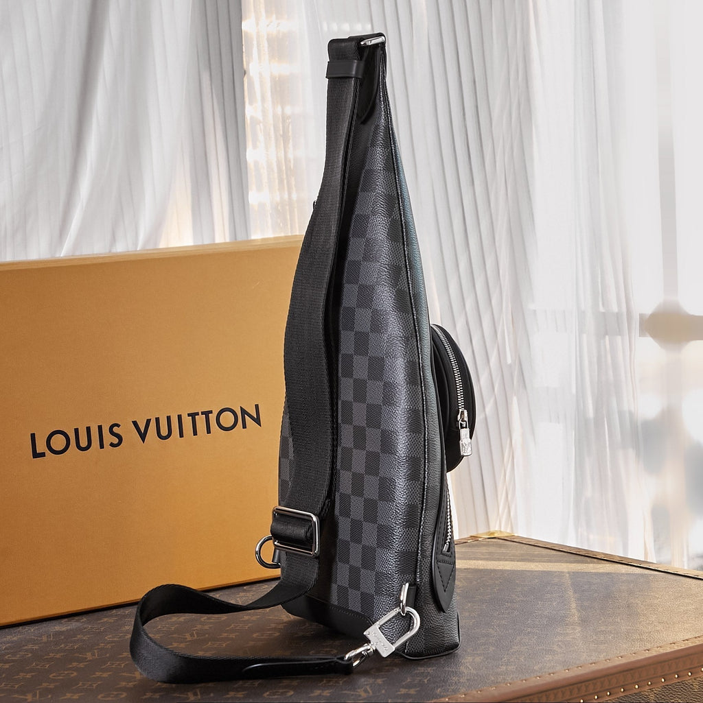 LOUIS VUITTON DUO CROSSBAG 42 IN GREY BLACK DAMIER GRAPHITE CANVAS