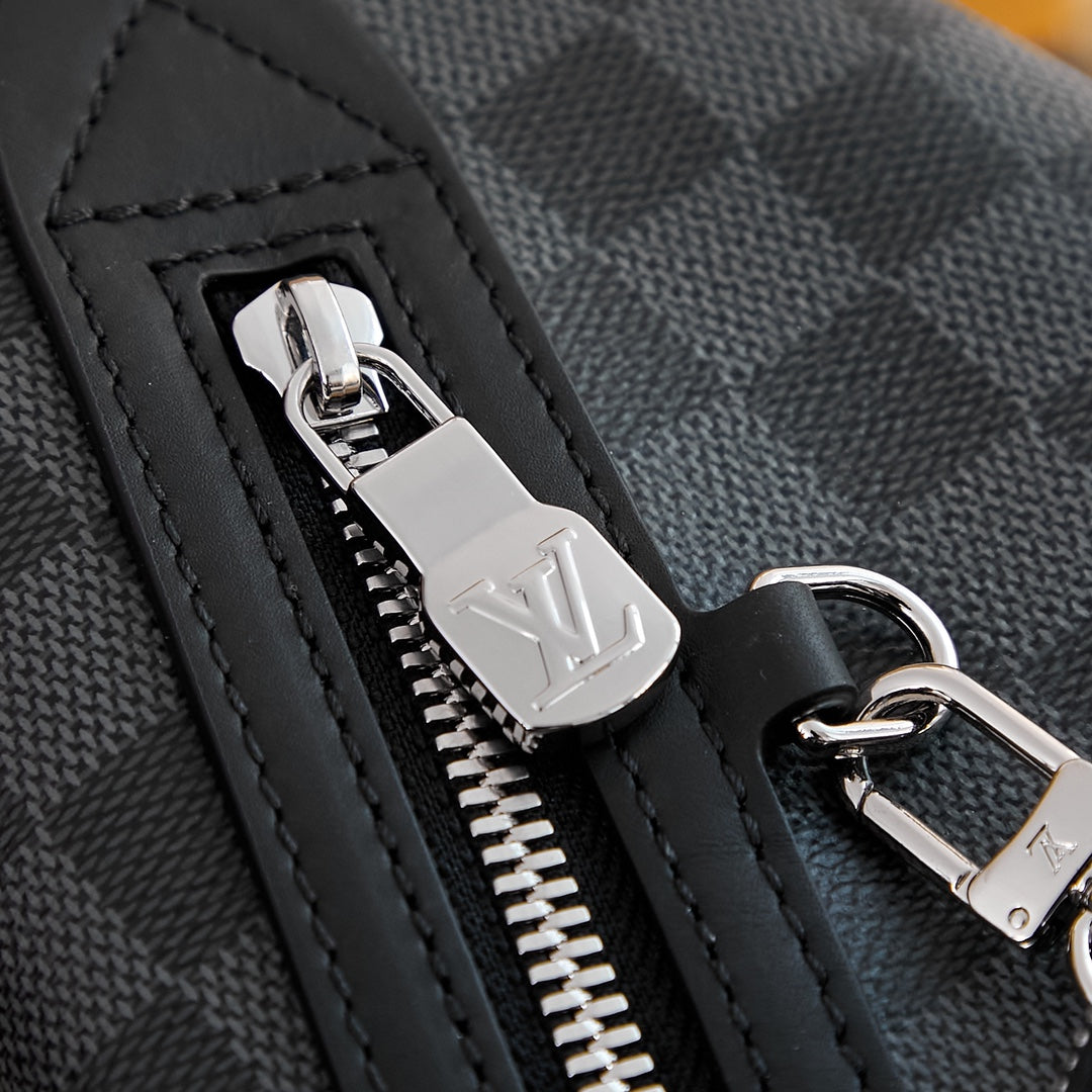 LOUIS VUITTON DUO CROSSBAG 42 IN GREY BLACK DAMIER GRAPHITE CANVAS