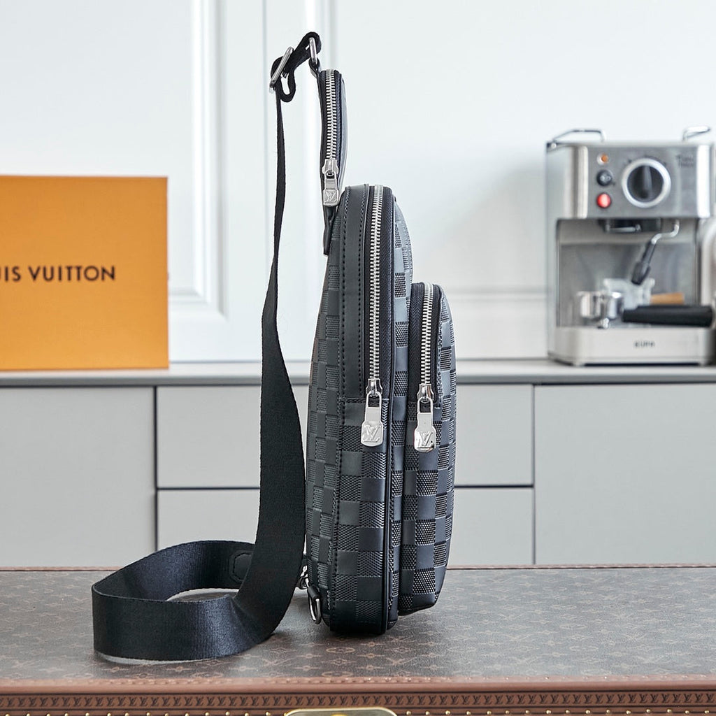 LOUIS VUITTON AVENUE SLINGBAG 31 IN BLACK DAMIER INFINI CALFSKIN