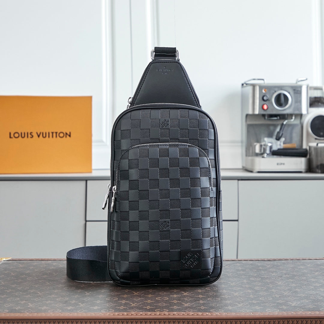 LOUIS VUITTON AVENUE SLINGBAG 31 IN BLACK DAMIER INFINI CALFSKIN