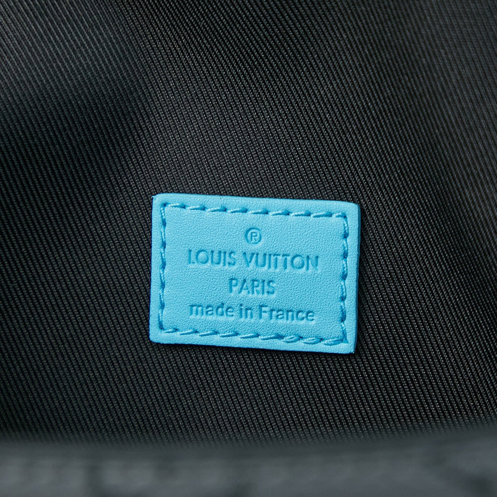 LOUIS VUITTON STEAMER 18 IN GUN METAL MONOGRAM ECLIPSE CANVAS MIX TURQUOISE CALFSKIN