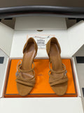 HERMES 25S HIGH-HEEL SANDAL 105 MM IN BROWN SUEDE