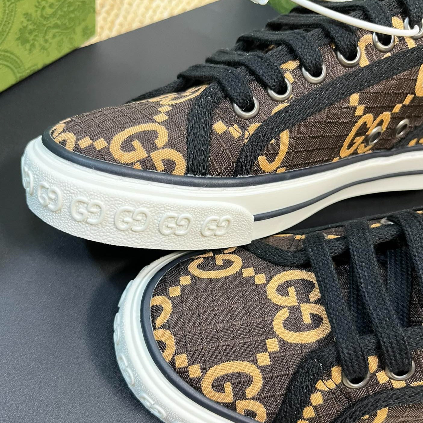 GUCCI Tennis 1977 ripstop sneakers Black Brown Caro