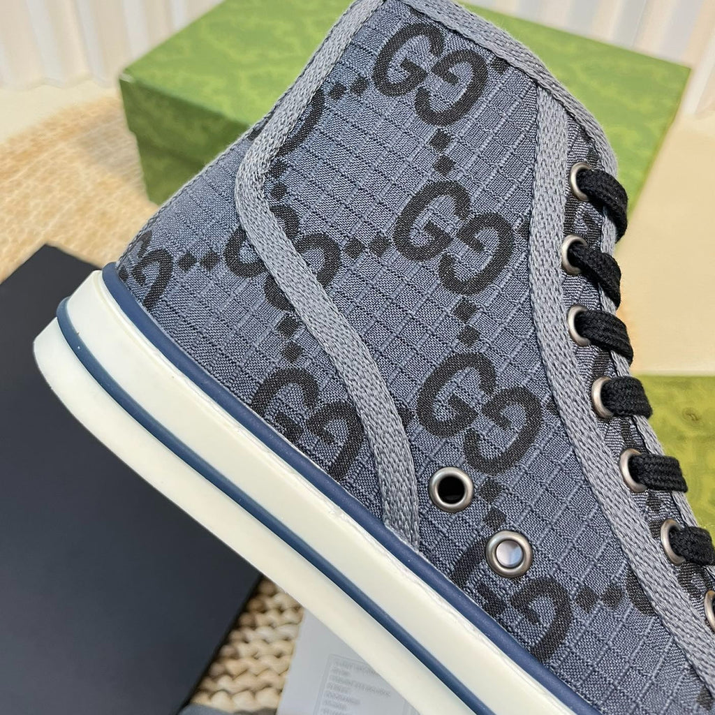 GUCCI Tennis 1977 High Top Sneaker  Black Grey Caro