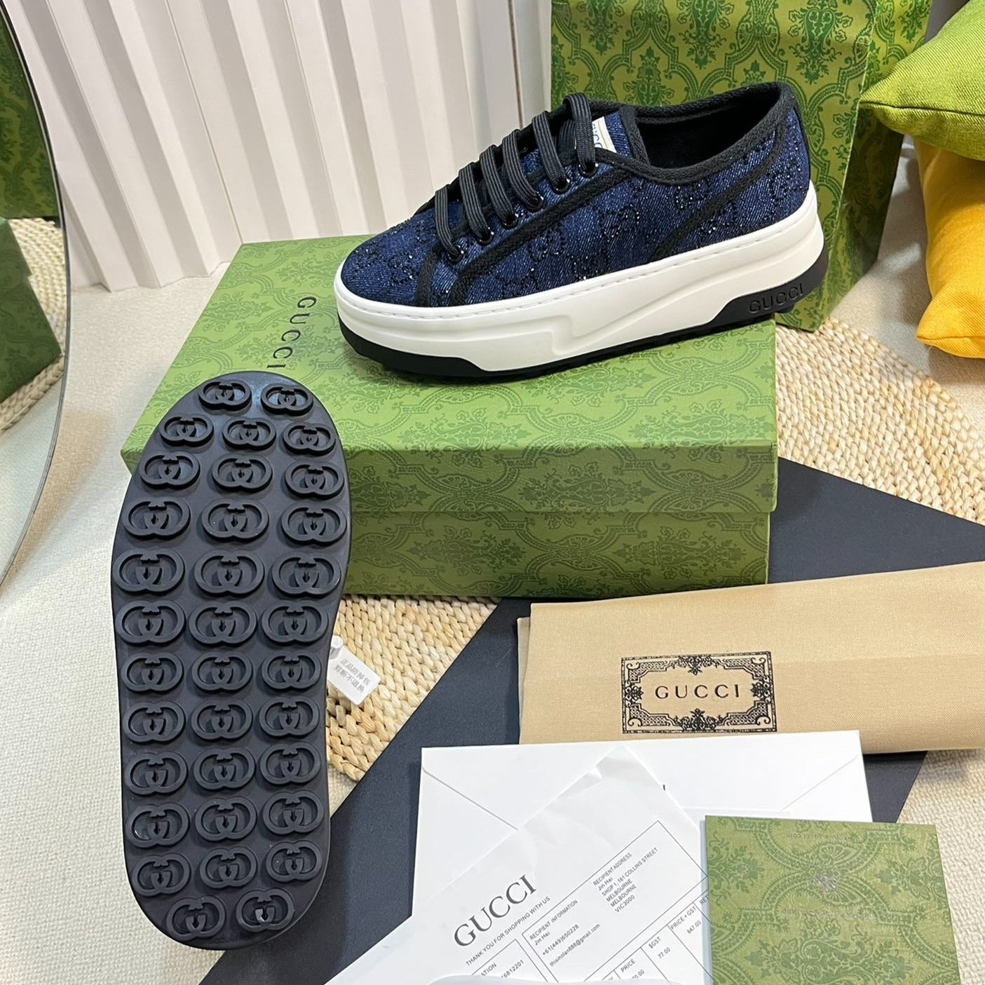 GUCCI Sneaker Tennis 1977 Trainer Oxford Blue Black