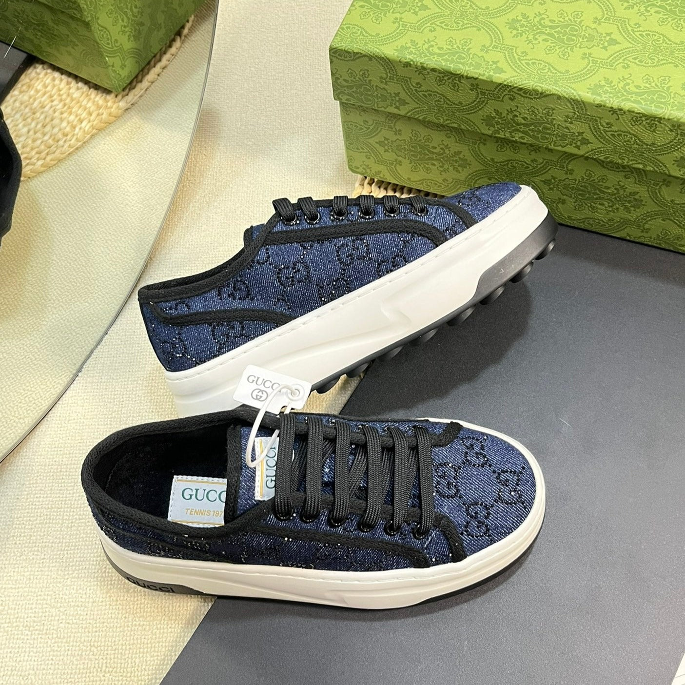 GUCCI Sneaker Tennis 1977 Trainer Oxford Blue Black