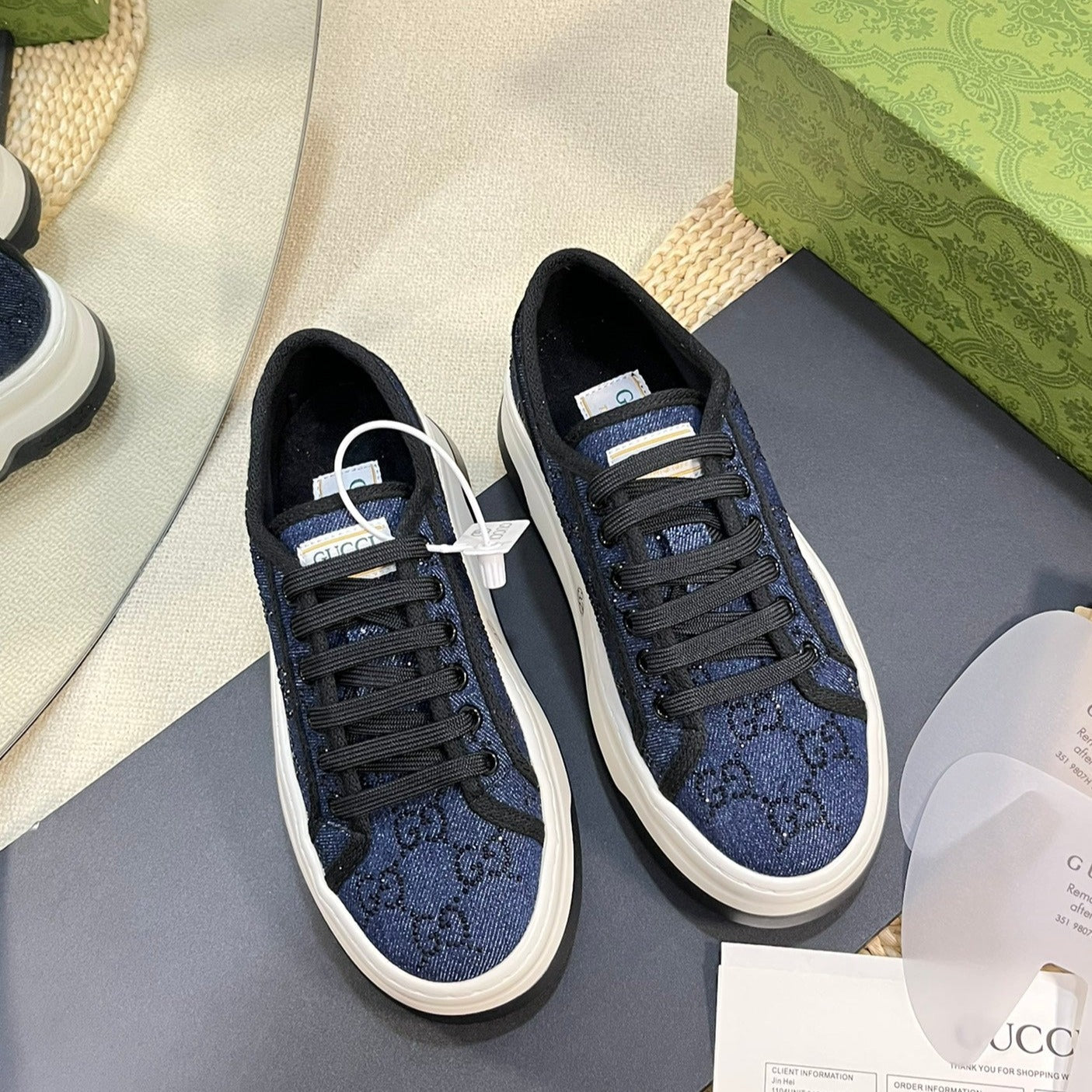 GUCCI Sneaker Tennis 1977 Trainer Oxford Blue Black