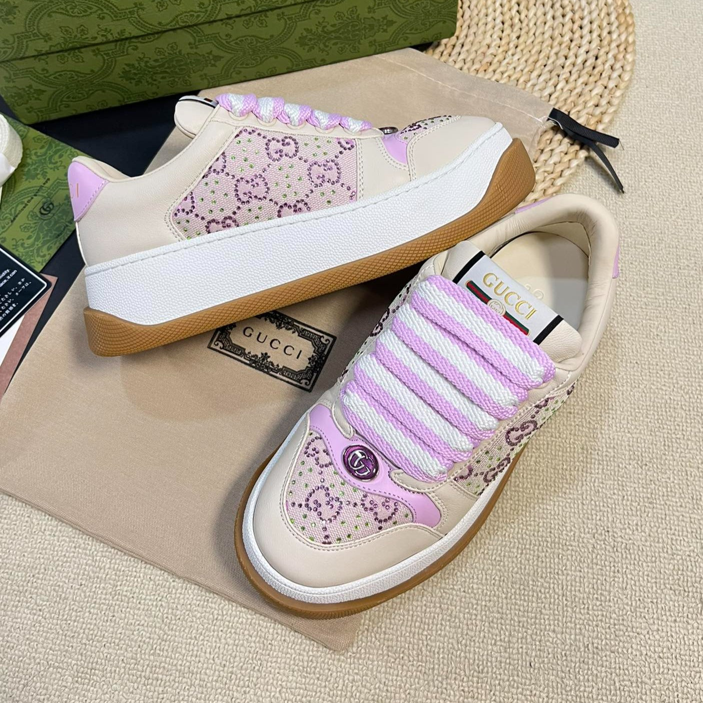 GUCCI Gucci Screener Sneaker White Sunset Purple