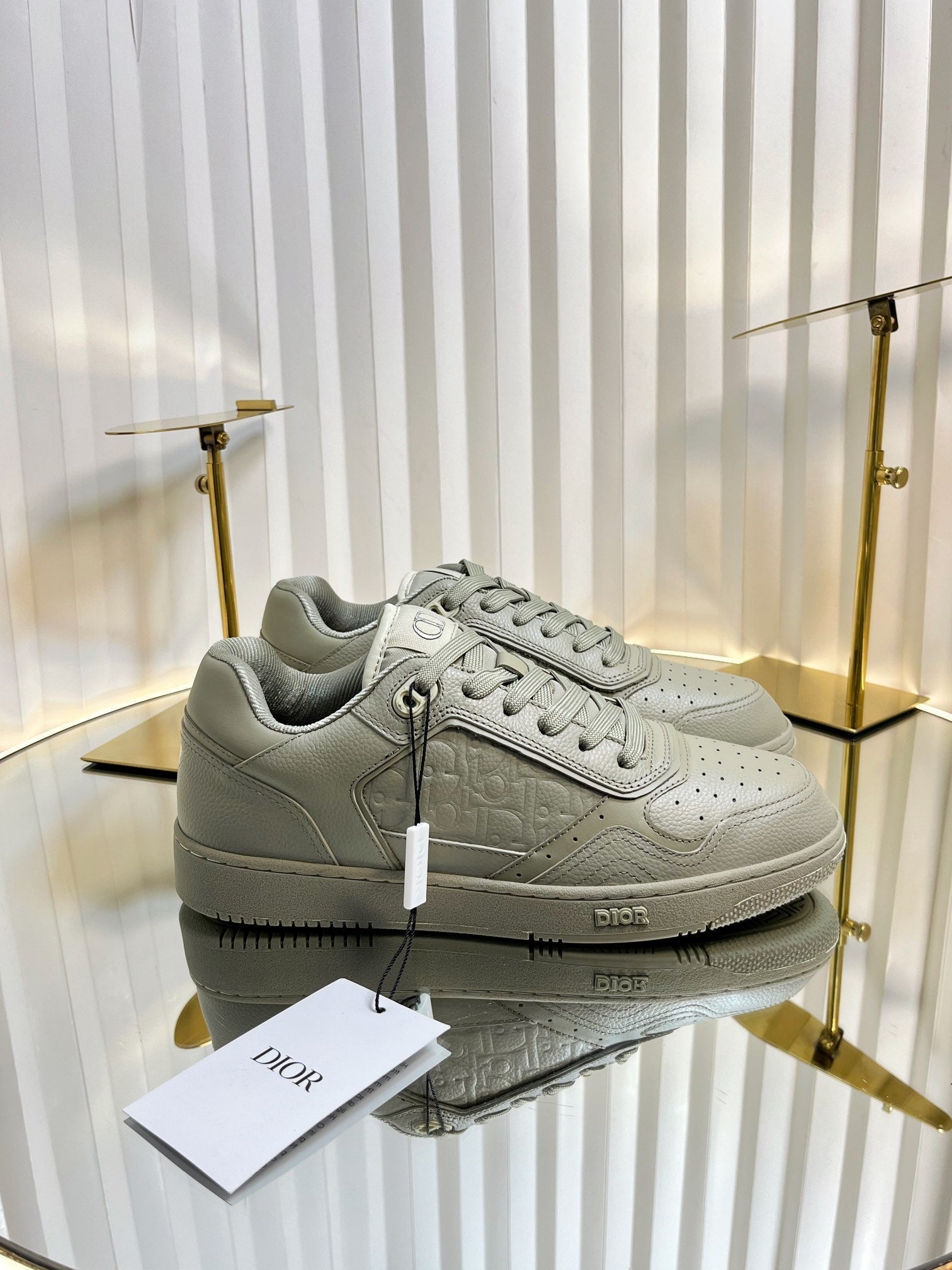 DIOR B27 LOW-TOP SNEAKER TROUT GRAY SMOOTH CALFSKIN