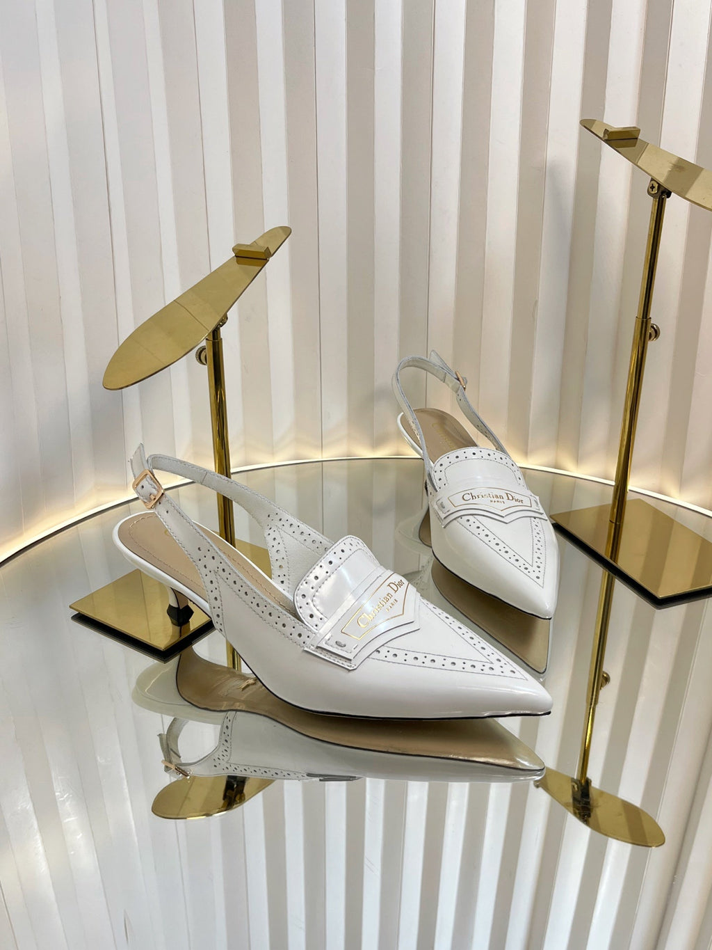 DIOR BOY SLINGBACK PUMP 35MM 25S IN WHITE CALFSKIN
