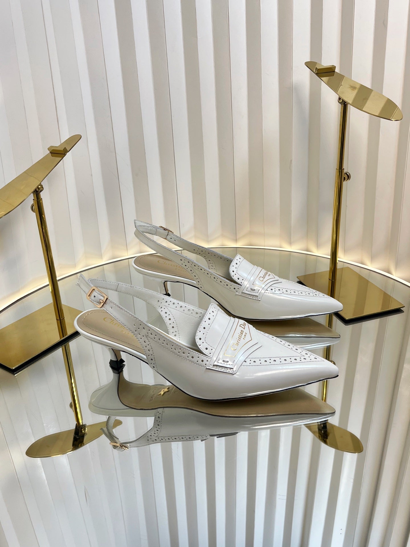 DIOR BOY SLINGBACK PUMP 35MM 25S IN WHITE CALFSKIN
