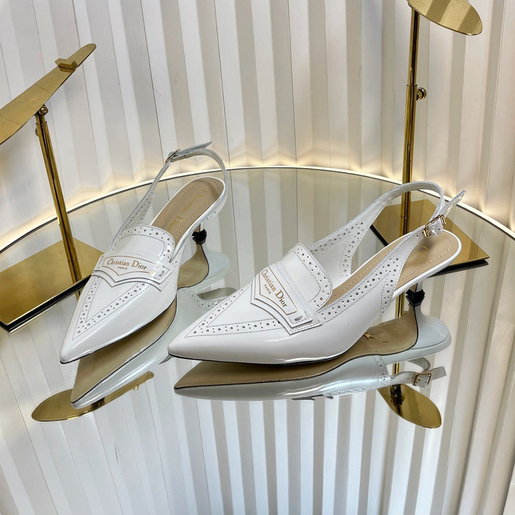 DIOR BOY SLINGBACK PUMP 35MM 25S IN WHITE CALFSKIN
