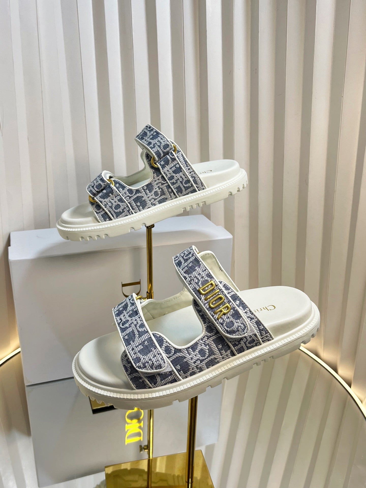 DIOR ACT SLIDES 25MM IN GRAY TWEED
