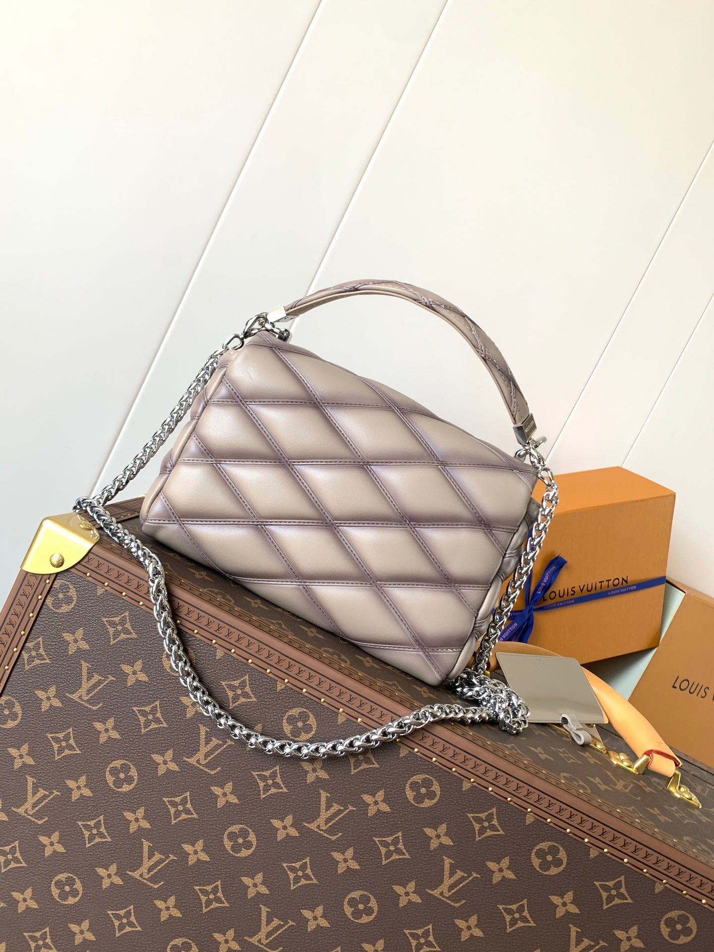 LOUIS VUITTON LV 25S GO-14 MM 23 IN BROWN QUILTED LAMBSKIN SILVER HARDWRE