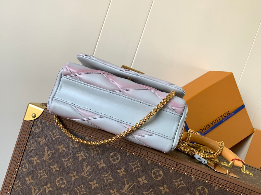 LOUIS VUITTON LV 25S GO-14 MM 23 IN LAVENDER GRAY QUILTED LAMBSKIN GOLD HARDWRE