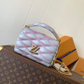 LOUIS VUITTON LV 25S GO-14 MM 23 IN LAVENDER GRAY QUILTED LAMBSKIN GOLD HARDWRE