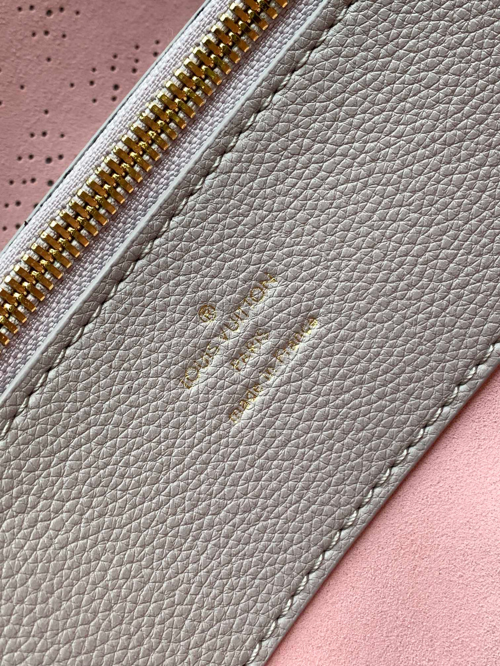 LOUIS VUITTON LV 25S BELLA TOTE BAG 32 IN PINK GREY PERFORATED MAHINA CALFSKIN