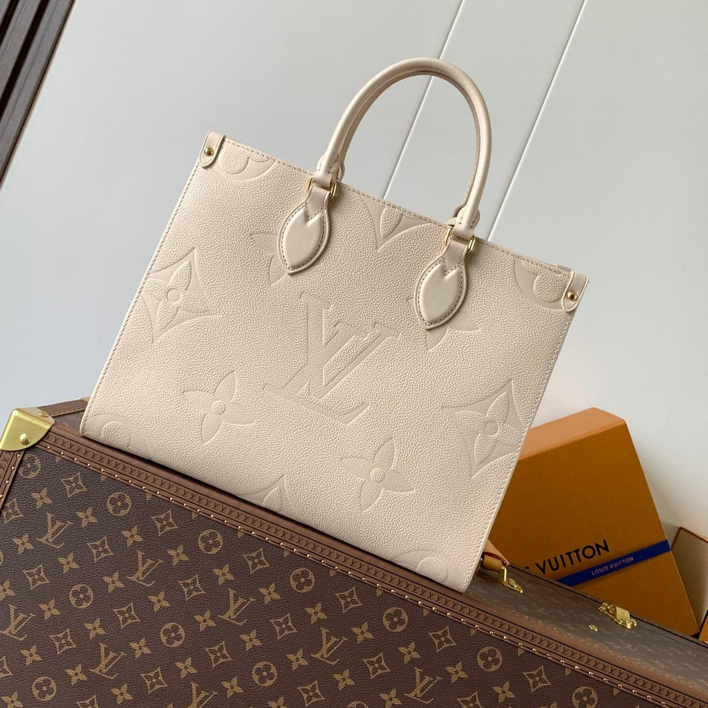 LOUIS VUITTON ONTHEGO 35 IN LIGHT BEIGE MONOGRAM CALFSKIN