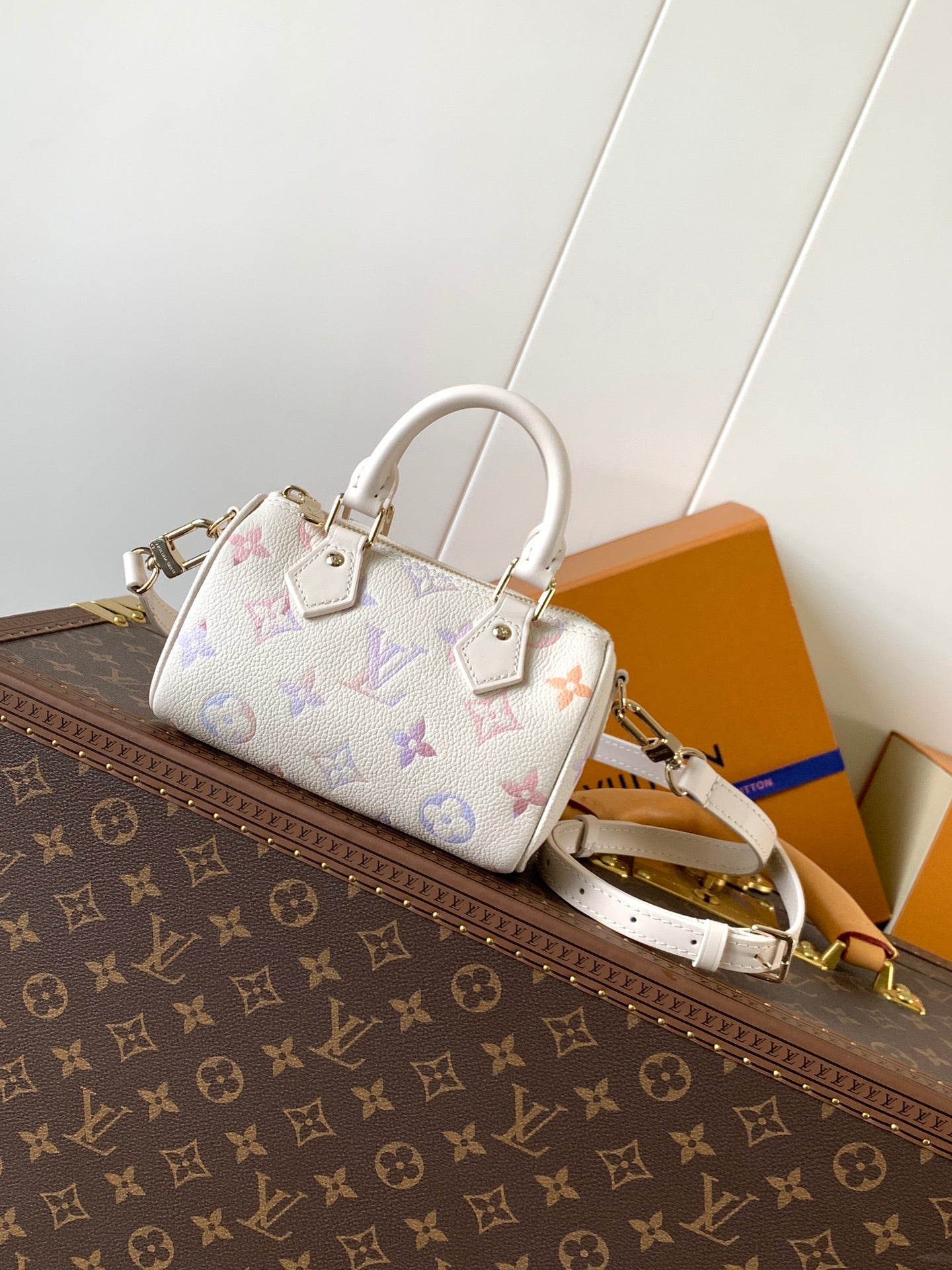 LOUIS VUITTON LV 25S NANO SPEEDY 16 IN BEIGE DREAM EMBOSSED TEXTURED CALFSKIN