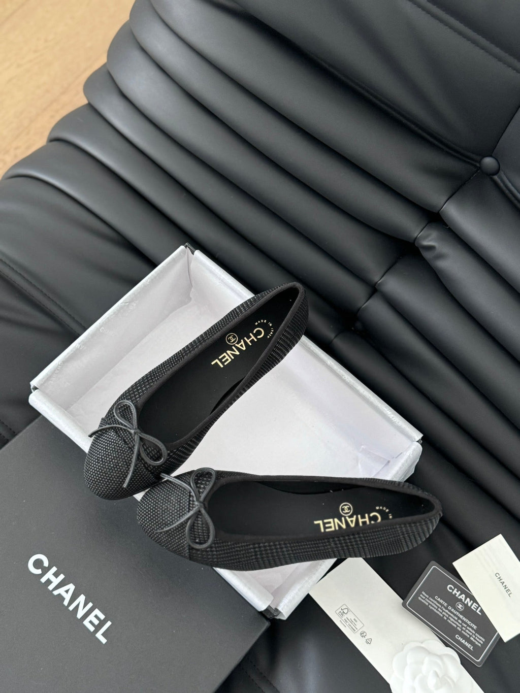 CHANEL CLASSIC BALLET FLATS BLACK LAMBSKIN