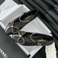 CHANEL BALLET FLATS IN BLACK LAMBSKIN WITH GOLD HARDWARE