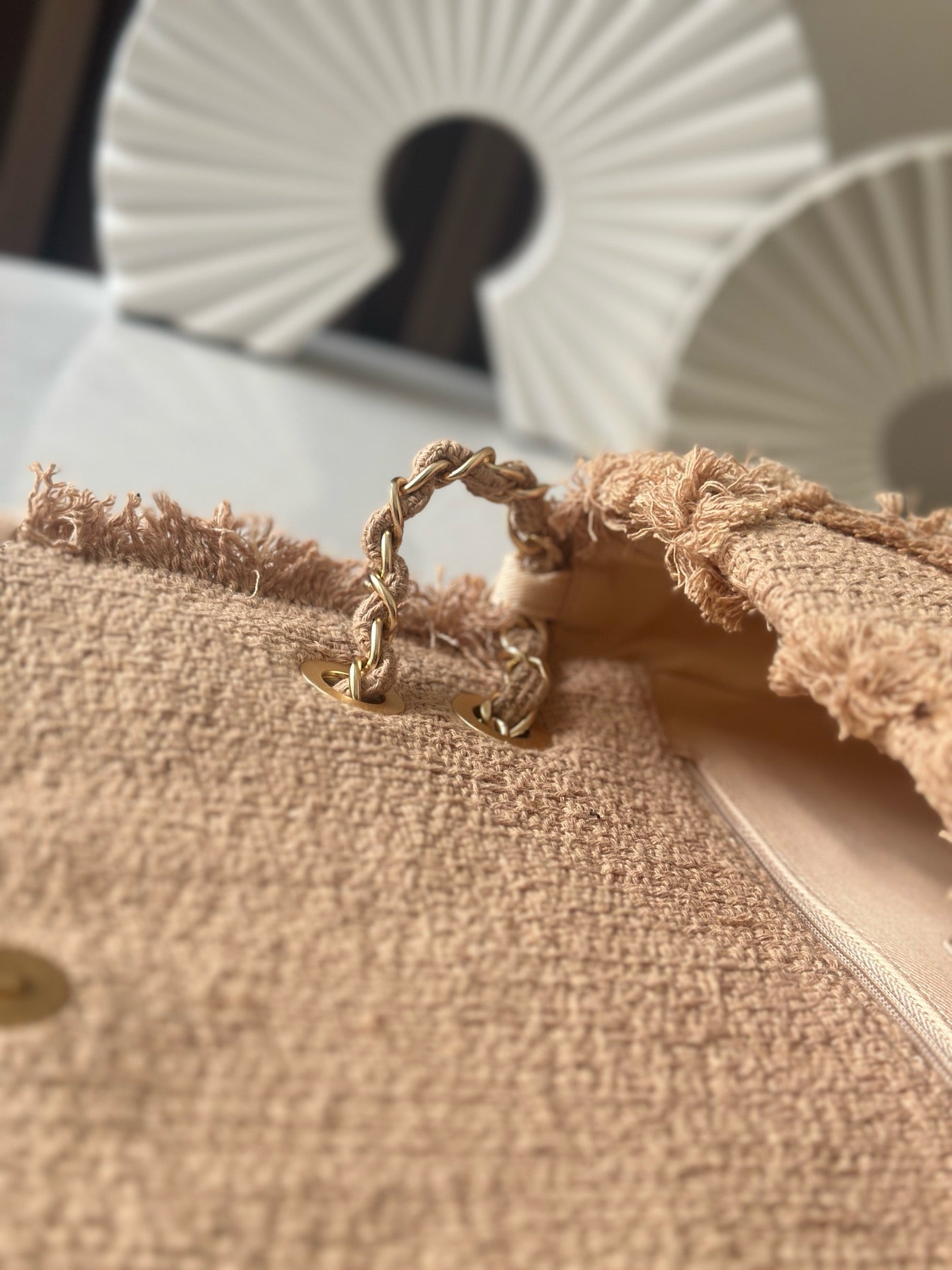 CHANEL 25S FLAP BAG 27 IN BEIGE FABRIC