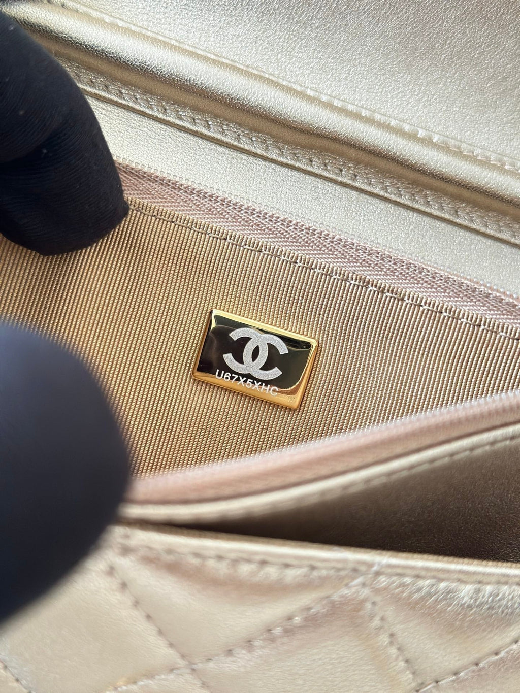 CHANEL 25S WALLET ON CHAIN 19 IN LIGHT GOLD LAMBSKIN