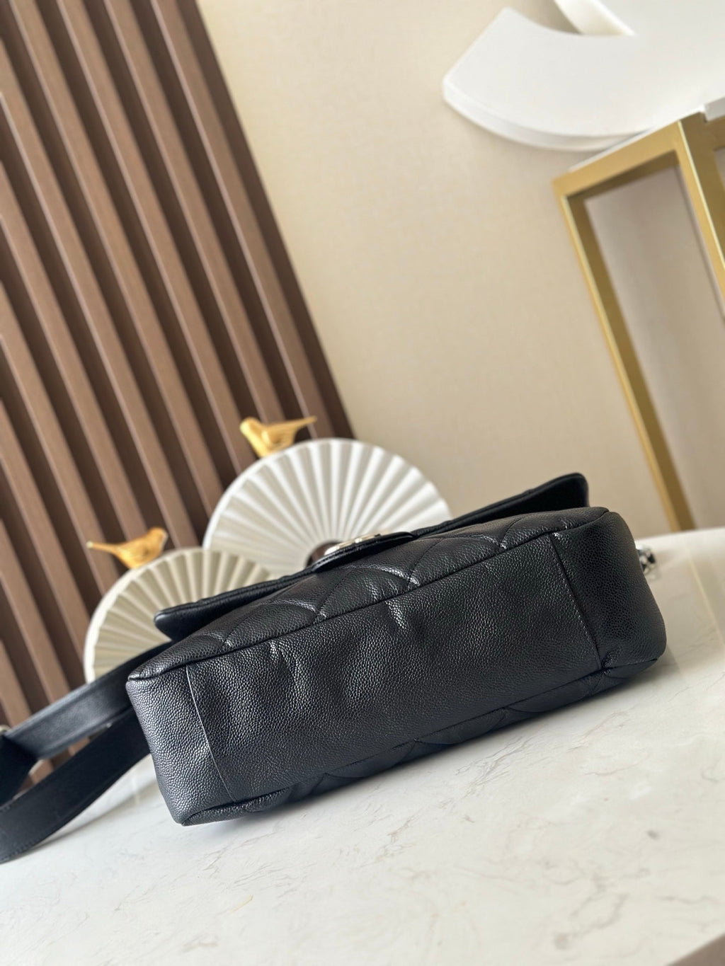CHANEL 25S SHOULDER BAG 34 IN BLACK CAVIAR WITH SILVER HARDWARE