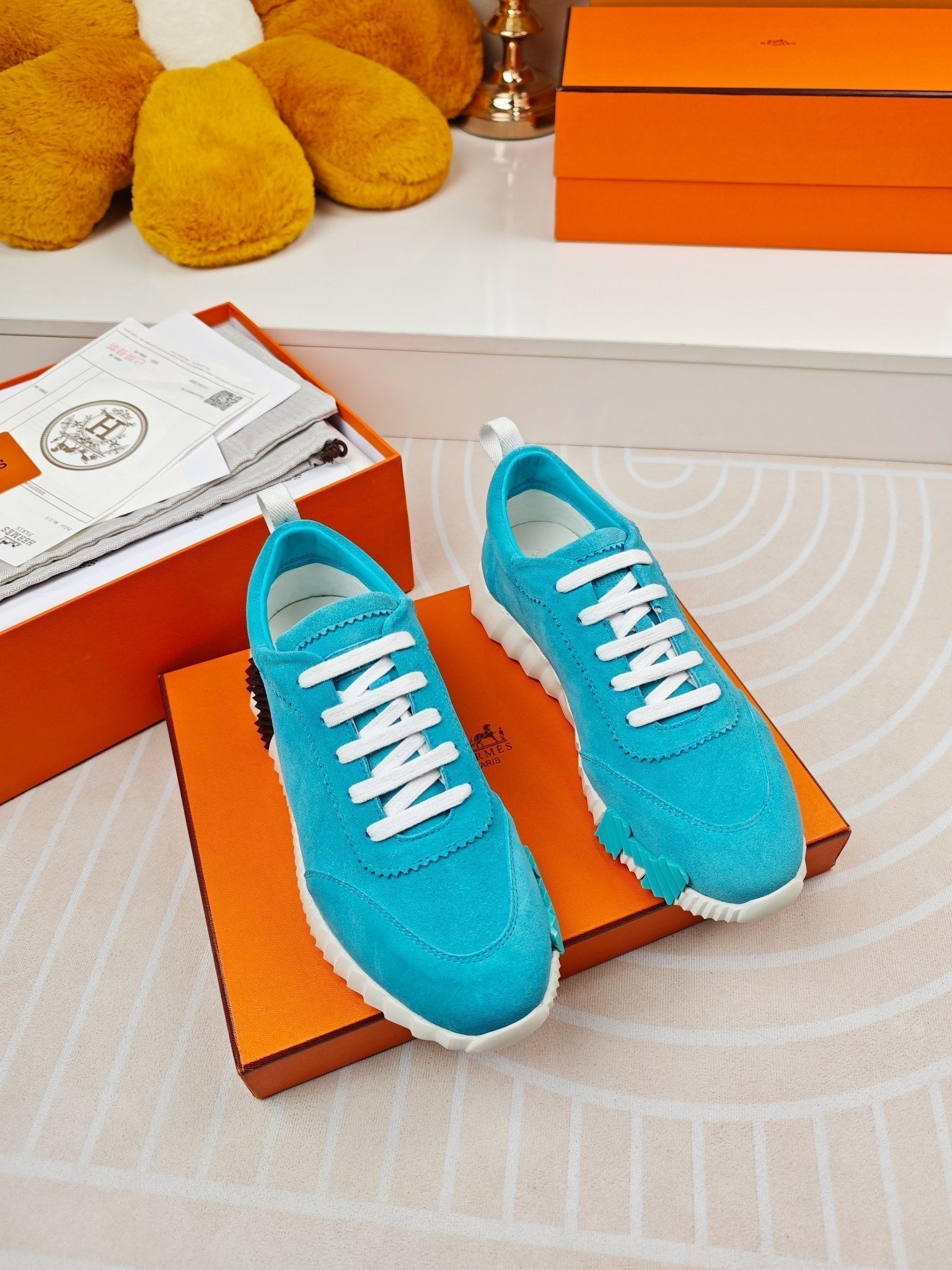 HERMES BOUNCING SNEAKERS SKY BLUE CALFSKIN