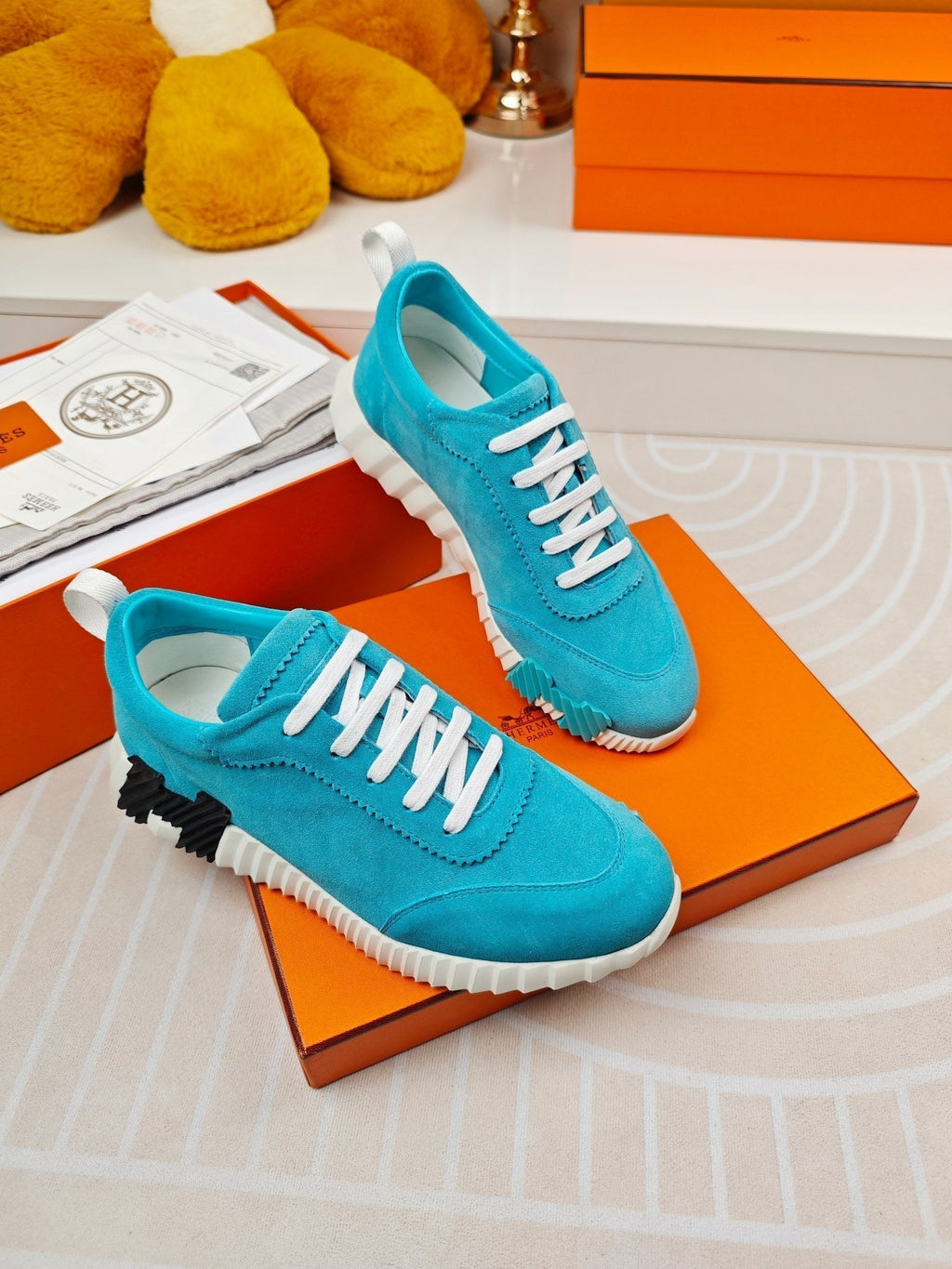HERMES BOUNCING SNEAKERS SKY BLUE CALFSKIN
