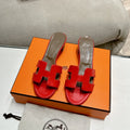 HERMES 0ASIS SANDAL CRIMSON CALFSKIN CLASSIC