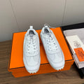 HERMES SKATEBOARD SHOES LIGHT GRAY CALFSKIN