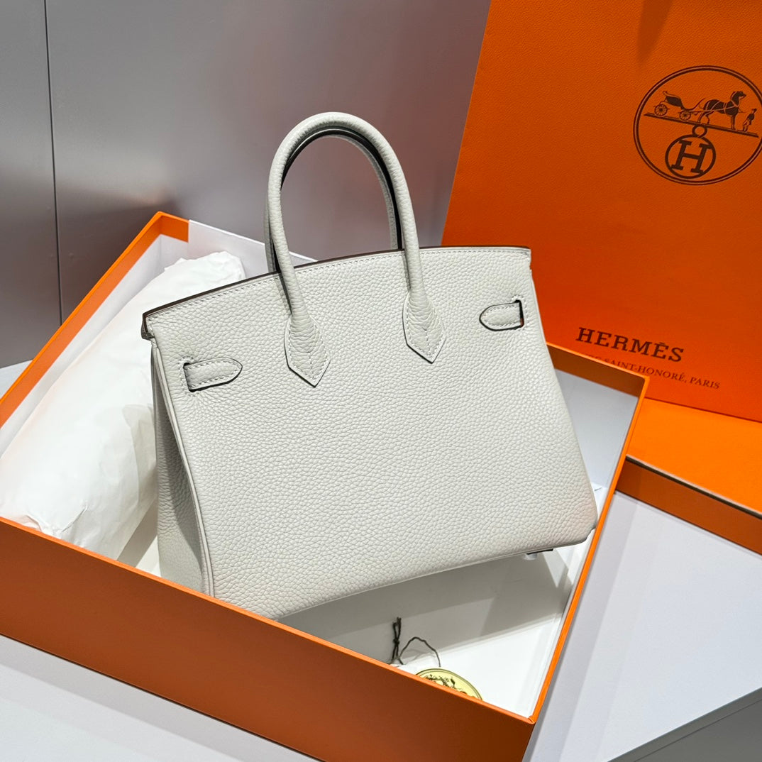 HERMES BIRKIN 25CM IN CREAM TOGO LEATHER SILVER HARDWARE