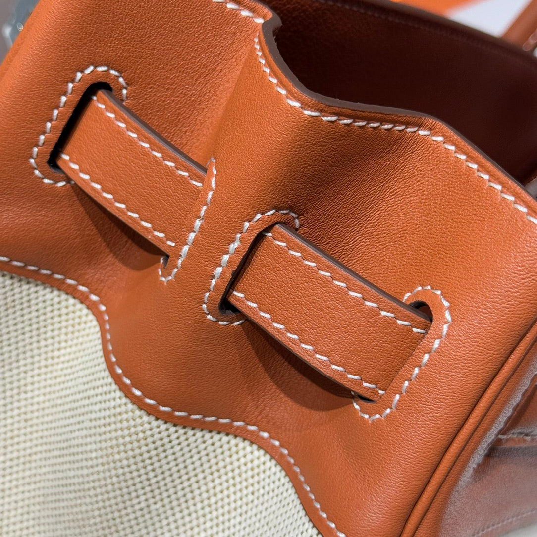 HERMES BIRKIN 30CM IN VEAU BARENIA SWIFT CALFSKIN ERCU TOILE CANVAS