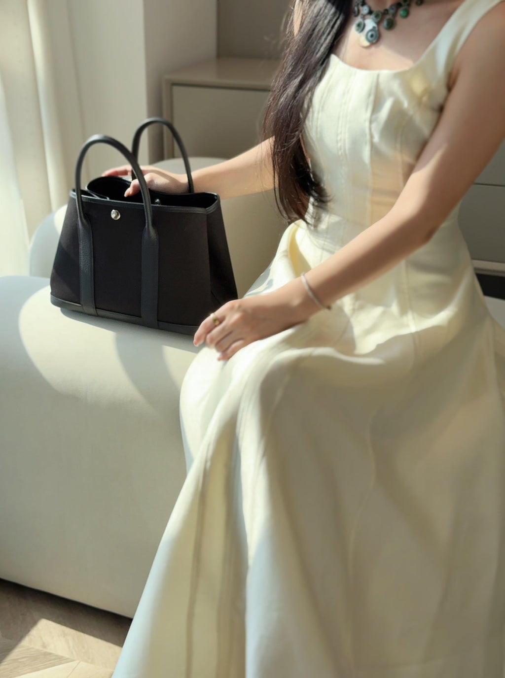 HERMES GARDEN PARTY 30CM IN BLACK TOILETS COTTON CANVAS AND CALFSKIN