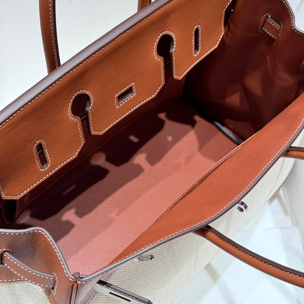 HERMES BIRKIN 35CM IN VEAU BARENIA SWIFT CALFSKIN ERCU TOILE CANVAS