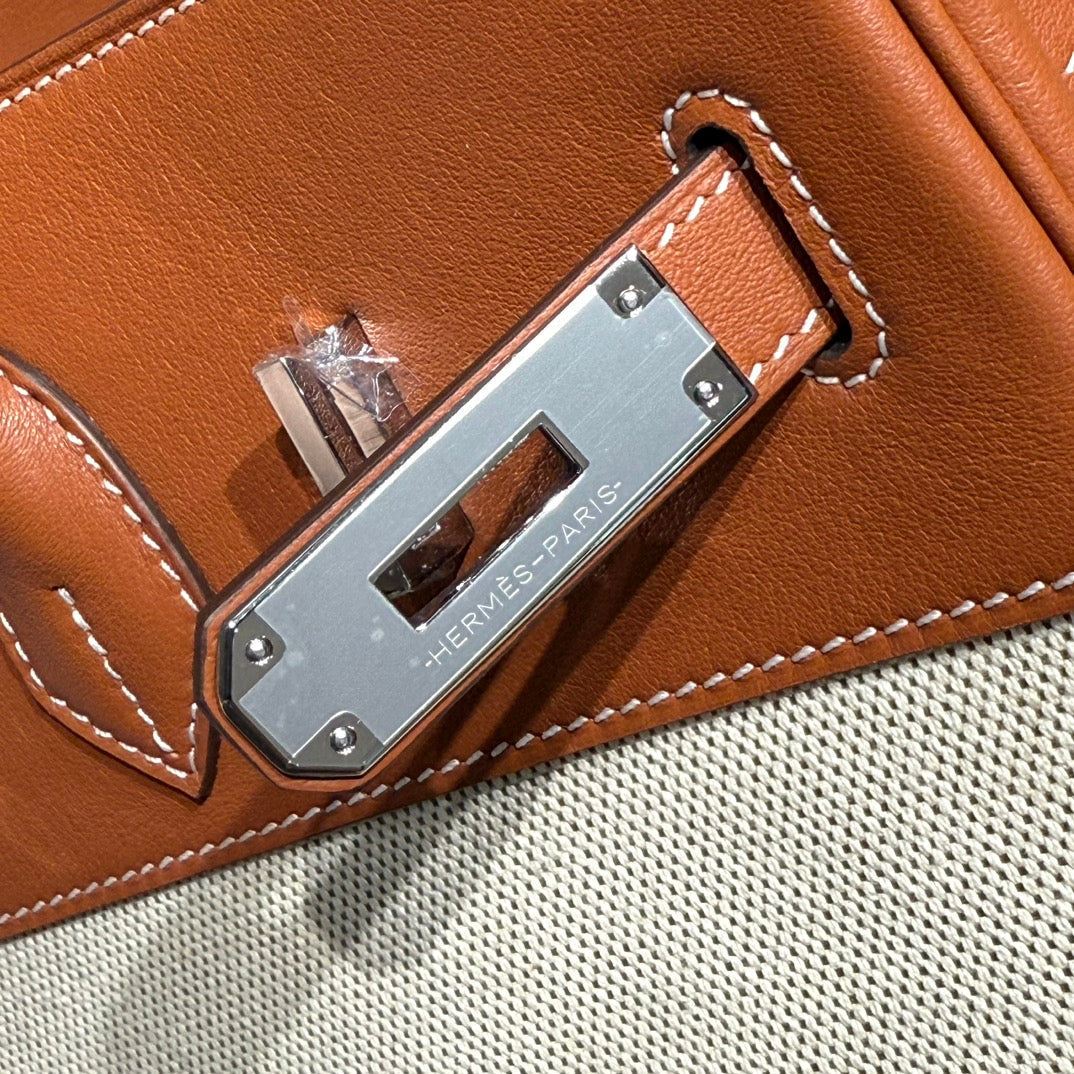 HERMES BIRKIN 35CM IN VEAU BARENIA SWIFT CALFSKIN ERCU TOILE CANVAS
