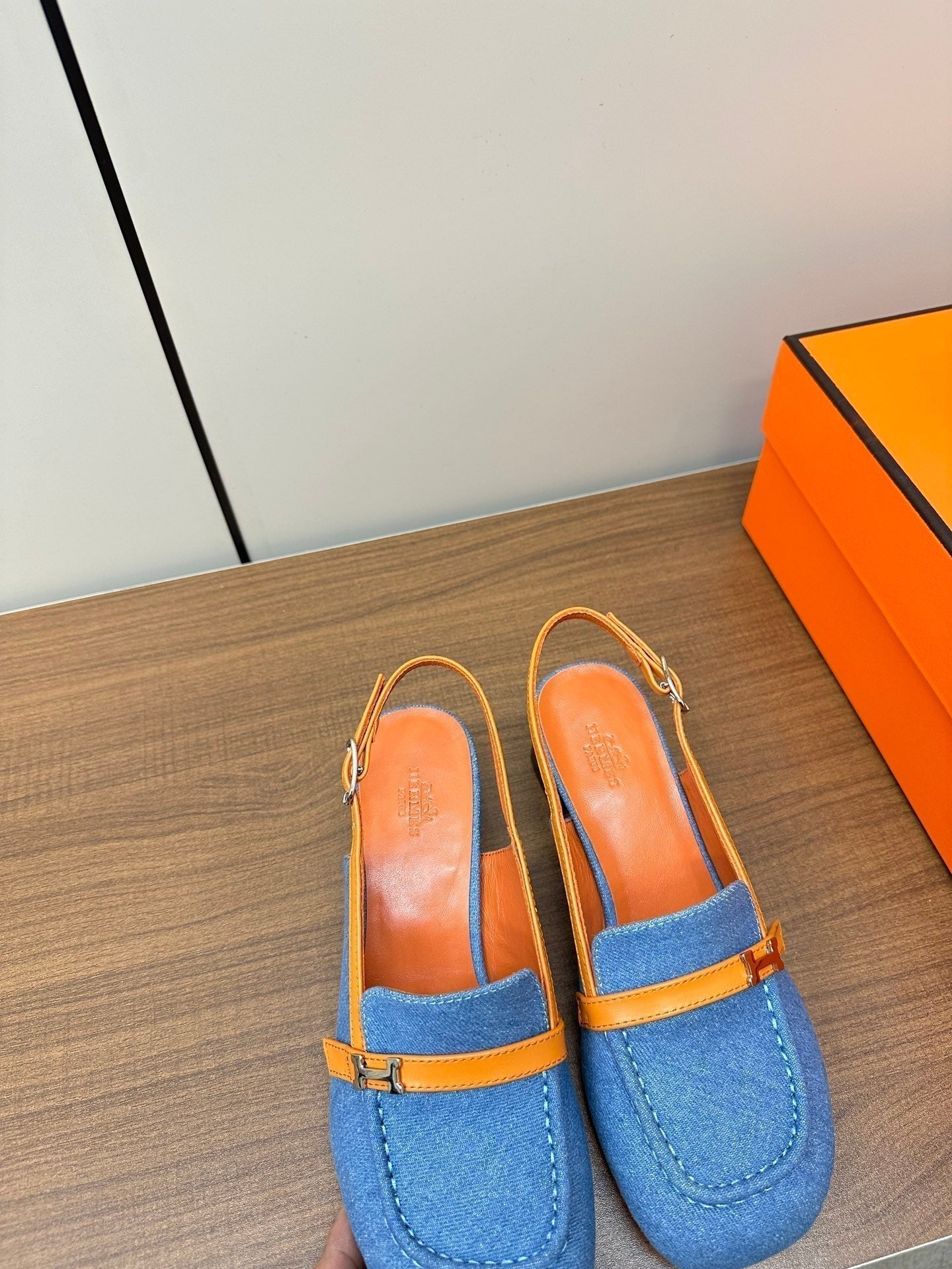 HERMES Infinie 50 pump azure blue