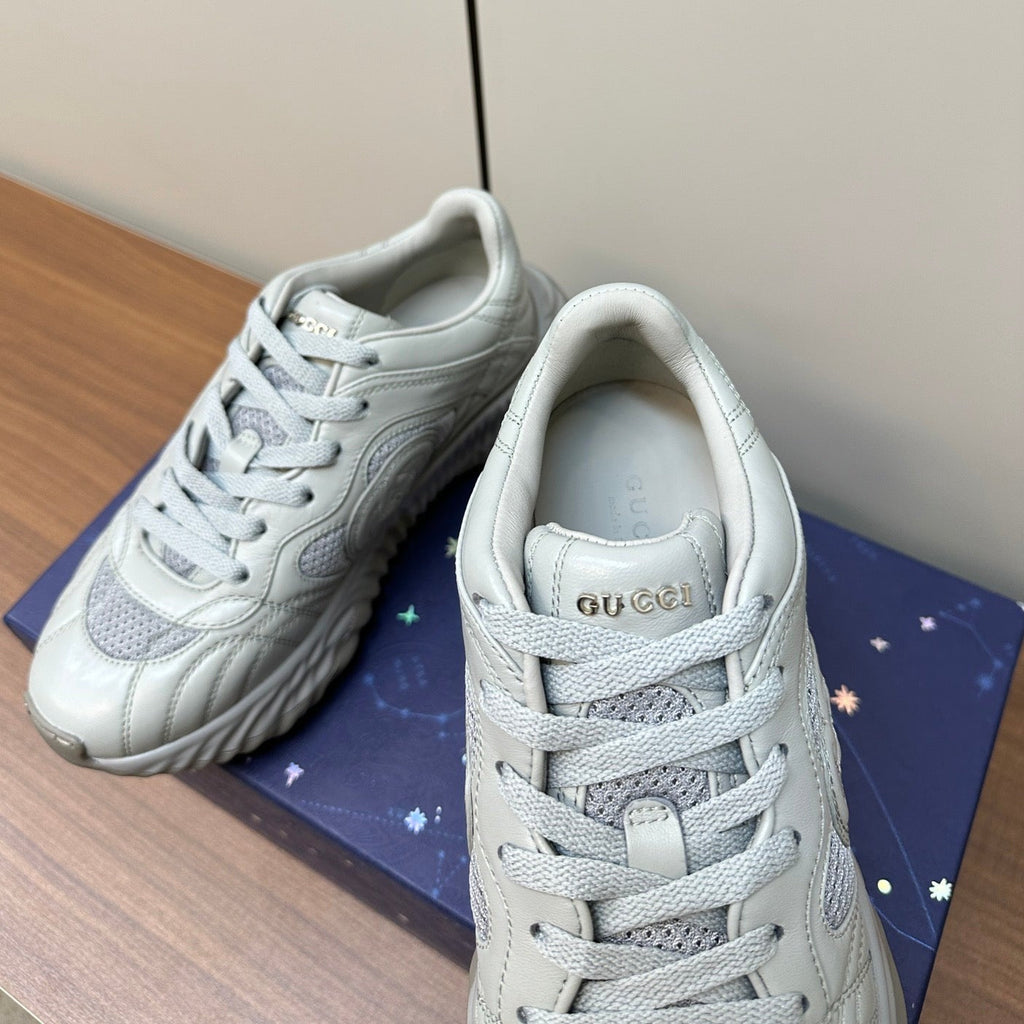 GUCCI Ripple Leather Sneakers White Pearl