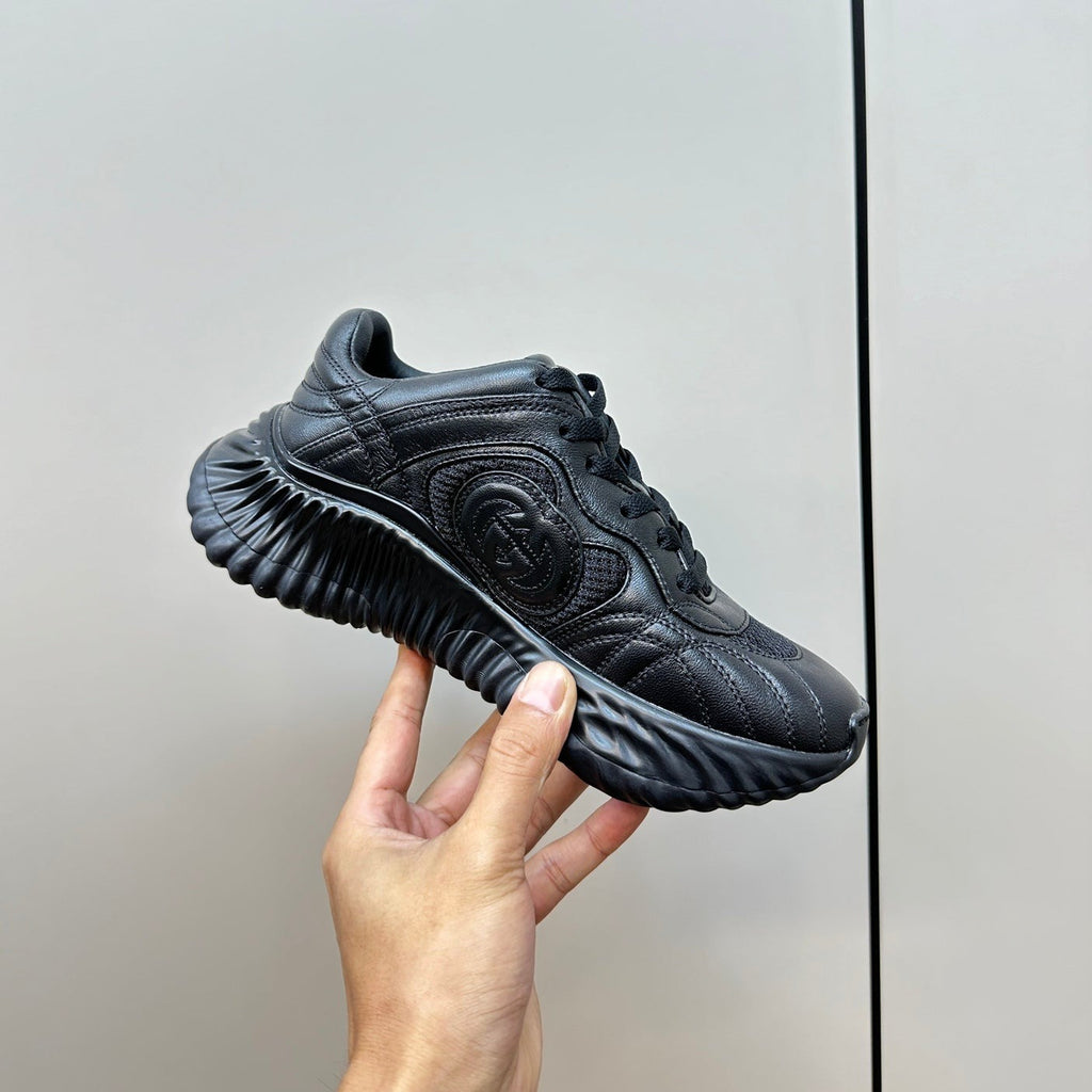 GUCCI Ripple Leather Sneakers Black