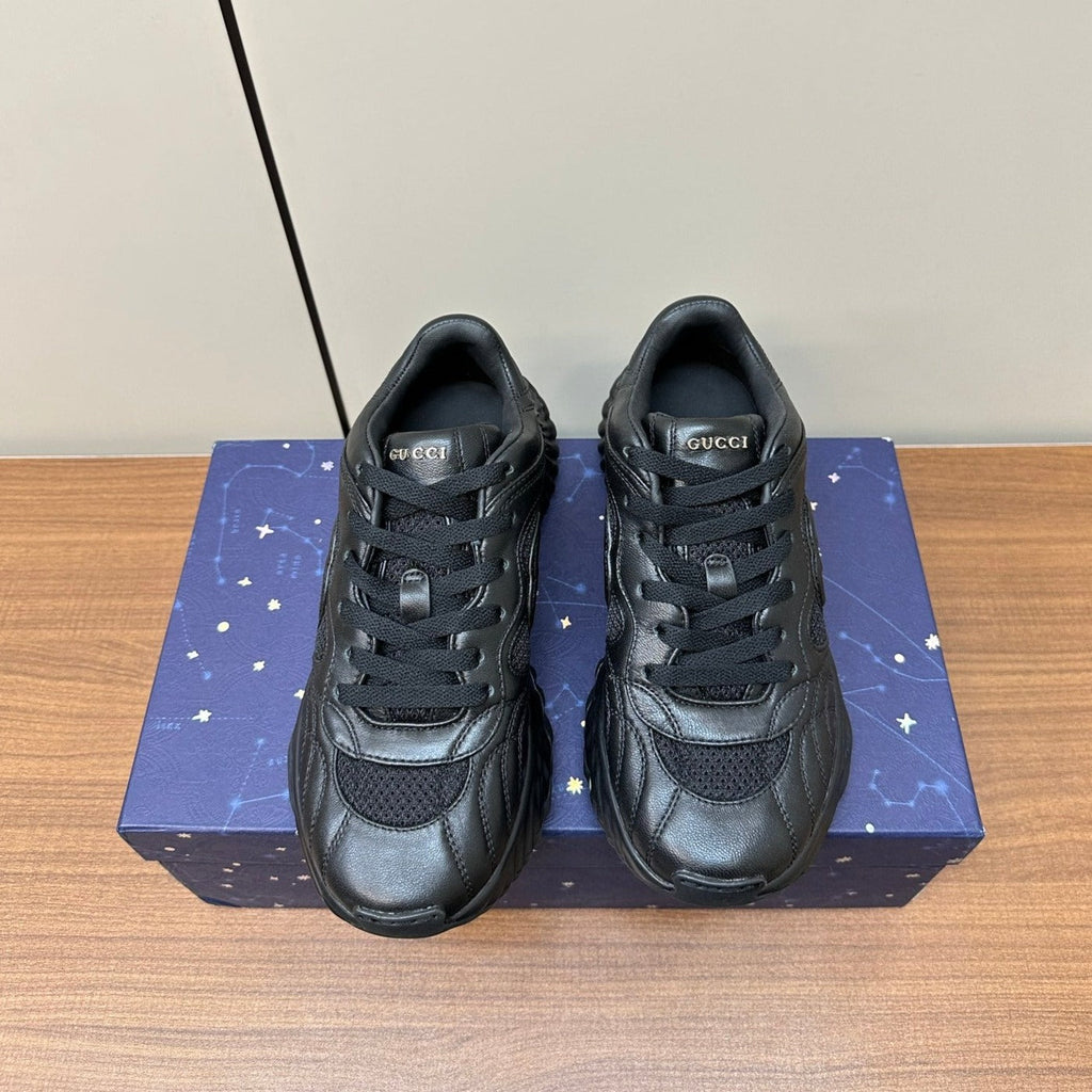 GUCCI Ripple Leather Sneakers Black